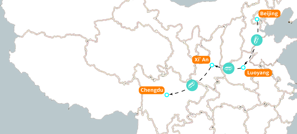 China Kung Fu & Panda 10-Day Tour Map
